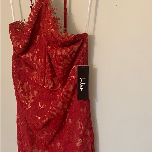 Wine Red Lace Halter Bodycon Mini Dress - Picture 6 of 9
